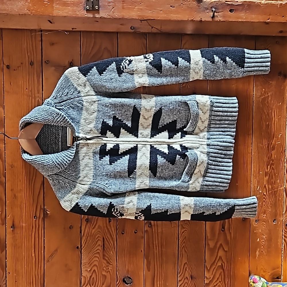 TNA 100% lambswool sea to sky front open sweater